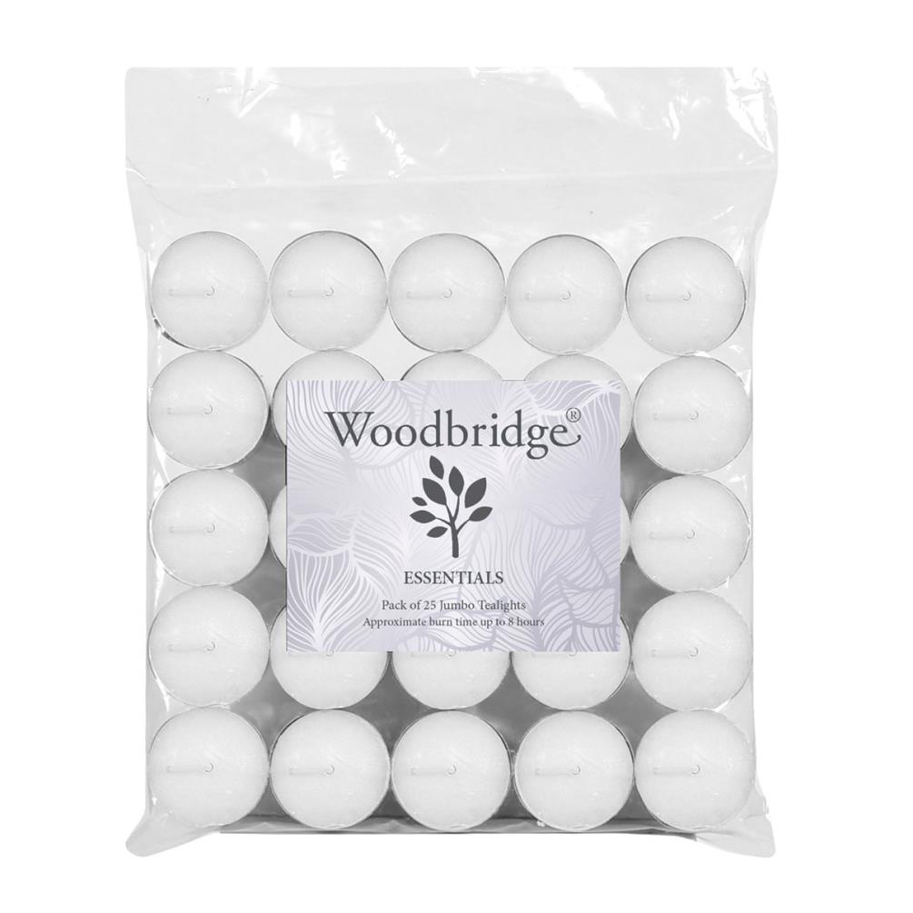 Woodbridge White Unscented Long Burn Tealights (Pack of 25) £4.04